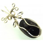 Dravite Brown Tourmaline Silver Filled Wire Wrapped Pendant 01