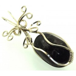 Dravite Brown Tourmaline Silver Filled Wire Wrapped Pendant 01