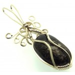 Dravite Brown Tourmaline Silver Filled Wire Wrapped Pendant 01