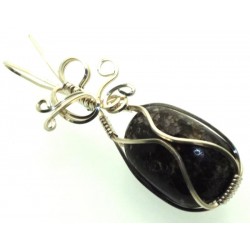 Dravite Brown Tourmaline Silver Filled Wire Wrapped Pendant 03