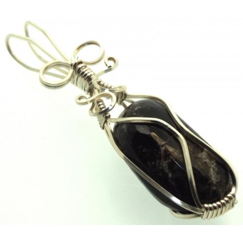 Dravite Brown Tourmaline Silver Filled Wire Wrapped Pendant 04