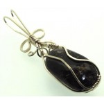 Dravite Brown Tourmaline Silver Filled Wire Wrapped Pendant 04