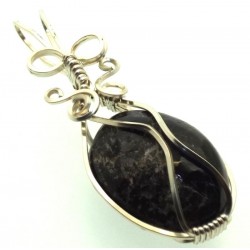 Dravite Brown Tourmaline Silver Filled Wire Wrapped Pendant 06