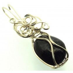 Dravite Brown Tourmaline Silver Filled Wire Wrapped Pendant 07