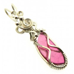 Pink Tourmaline Sterling Silver Wire Wrapped Pendant 02