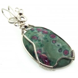 Ruby in Fuchsite Silver Plated Wire Wrapped Pendant 07
