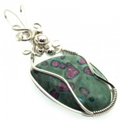Ruby in Fuchsite Silver Plated Wire Wrapped Pendant 08