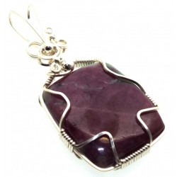 Ruby in Zoisite Silver Plated Wire Wrapped Pendant 01