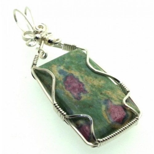 Ruby In Fuchsite Silver Filled Wire Wrapped Pendant 02
