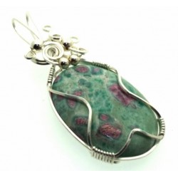 Ruby In Fuchsite Silver Filled Wire Wrapped Pendant 03