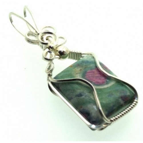 Ruby In Fuchsite Silver Filled Wire Wrapped Pendant 04