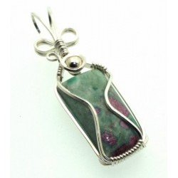 Ruby In Fuchsite Silver Filled Wire Wrapped Pendant 06