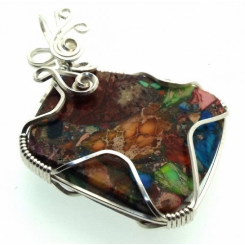 Sediment Jasper Sterling Silver Wire Wrapped Pendant 04