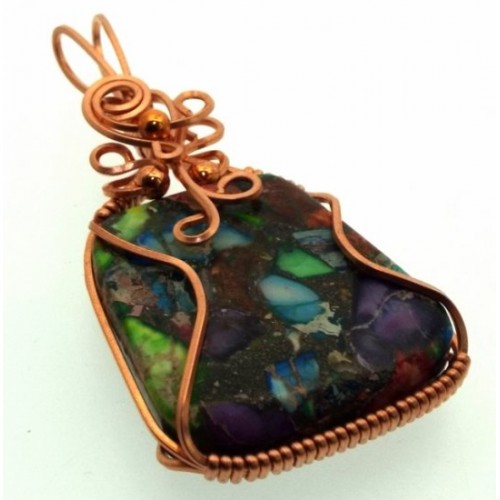 Sediment Jasper Copper Wire Wrapped Pendant 15