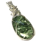 Seraphinite Gemstone Sterling Silver Wire Wrapped Pendant 01