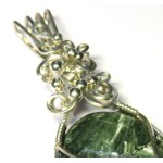 Seraphinite Gemstone Sterling Silver Wire Wrapped Pendant 01