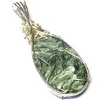 Seraphinite Gemstone Sterling Silver Wire Wrapped Pendant 01