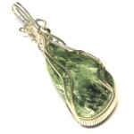 Seraphinite Gemstone Sterling Silver Wire Wrapped Pendant 02