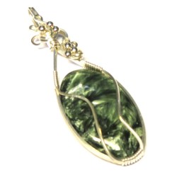 Seraphinite Gemstone Sterling Silver Wire Wrapped Pendant 03