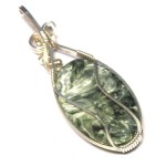 Seraphinite Gemstone Sterling Silver Wire Wrapped Pendant 03