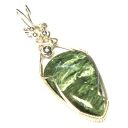 Seraphinite Gemstone Sterling Silver Wire Wrapped Pendant 04