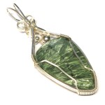 Seraphinite Gemstone Sterling Silver Wire Wrapped Pendant 04