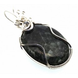 Seraphinite Gemstone Sterling Silver Wire Wrapped Pendant 05