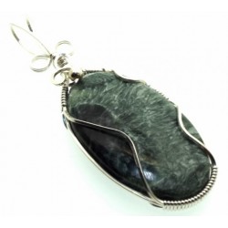 Seraphinite Gemstone Sterling Silver Wire Wrapped Pendant 09