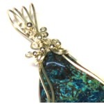 Shattuckite Gemstone Sterling Silver Wire Wrapped Pendant 01