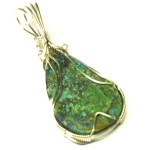 Shattuckite Gemstone Sterling Silver Wire Wrapped Pendant 01