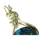 Shattuckite Gemstone Sterling Silver Wire Wrapped Pendant 02