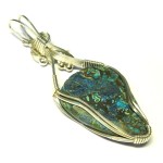 Shattuckite Gemstone Sterling Silver Wire Wrapped Pendant 02