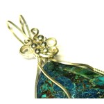 Shattuckite Gemstone Sterling Silver Wire Wrapped Pendant 03