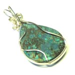 Shattuckite Gemstone Sterling Silver Wire Wrapped Pendant 03