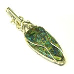 Shattuckite Gemstone Sterling Silver Wire Wrapped Pendant 04