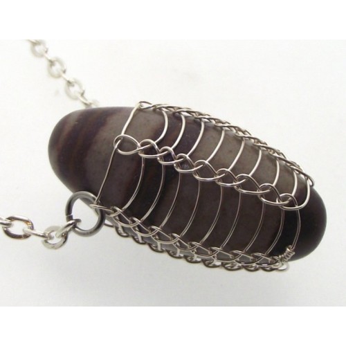 Shiva Lingam Silver Plated Wire Wrapped Pendant 01
