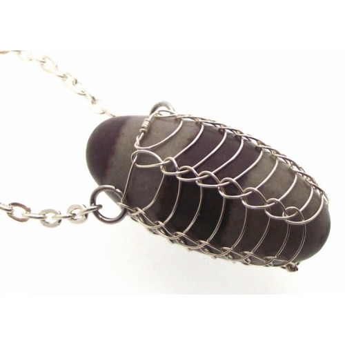 Shiva Lingam Silver Plated Wire Wrapped Pendant 02