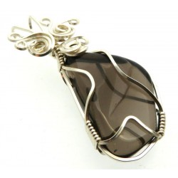 Smoky Quartz Silver Filled Wire Wrapped Pendant 10