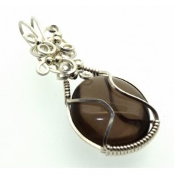Smoky Quartz Silver Filled Wire Wrapped Pendant 06