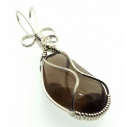 Smoky Quartz Silver Filled Wire Wrapped Pendant 07