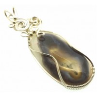 Agate Solar Quartz Eye Silver Filled Wire Wrapped Pendant 01