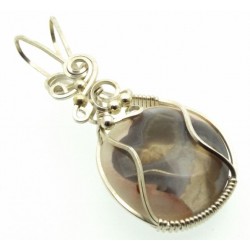 Agate Solar Quartz Eye Silver Filled Wire Wrapped Pendant 03