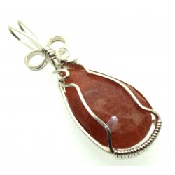 Sunstone Gemstone Sterling Silver Wire Wrapped Pendant 06