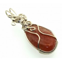 Sunstone Gemstone Silver Filled Wire Wrapped Pendant 02