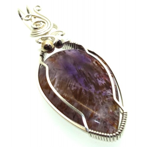 Super 7 Gemstone Sterling Silver Wire Wrapped Pendant 16
