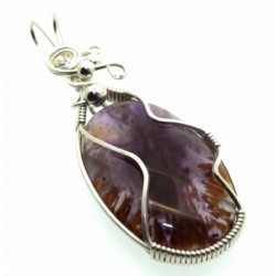 Super 7 Gemstone Sterling Silver Wire Wrapped Pendant 01