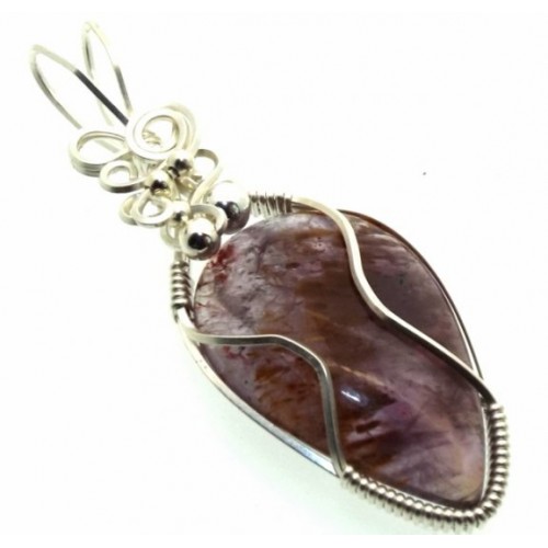 Super 7 Gemstone Sterling Silver Wire Wrapped Pendant 02