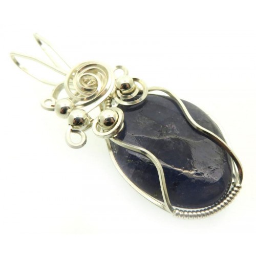 Tanzanite Silver Plated Wire Wrapped Pendant 03