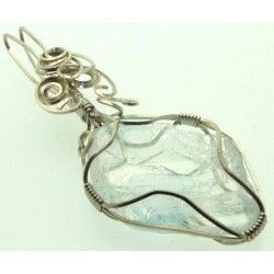 Blue Topaz Silver Filled Wire Wrapped Pendant 11