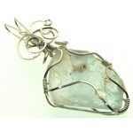 Blue Topaz Silver Filled Wire Wrapped Pendant 12